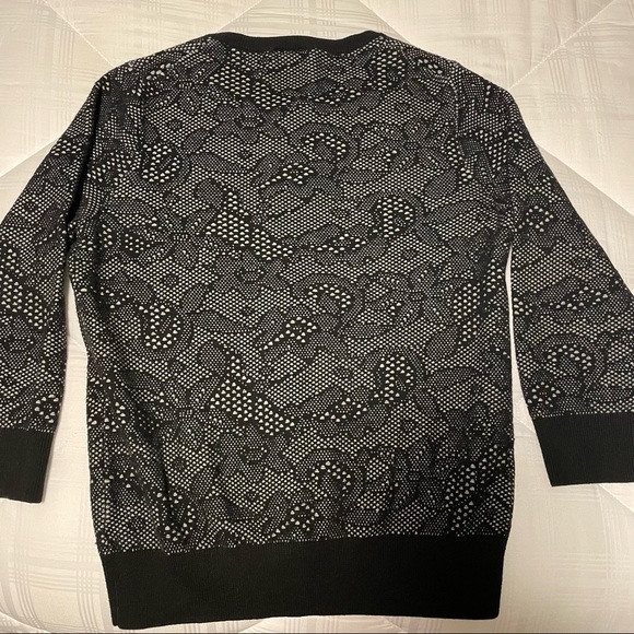 Ann Taylor Black and White Floral Zip Up Cardigan - Picture 2 of 5